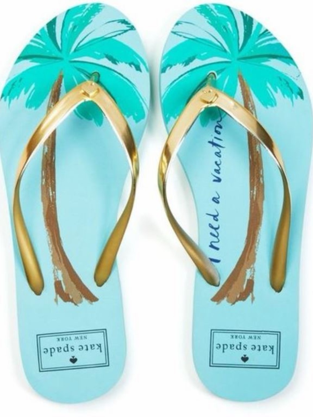 Kate Spade I Need A Vacation Print Flip Flop Sandals, Size 10